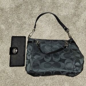Elegant Black Designer Handbag and Wallet Set